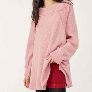 We The Free Free People She’s a Keeper Soft Pink Crew Neck Tunic Sweater Size S